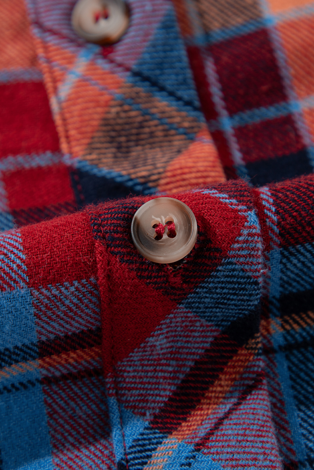 Red Plaid Print Loose Vintage Shirt - Image 8