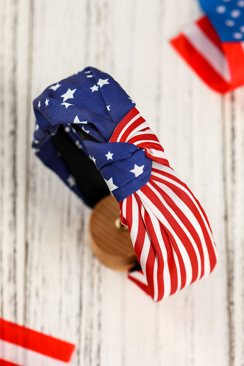 Multicolor American Flag Bow Knot Wide Headband - Image 2