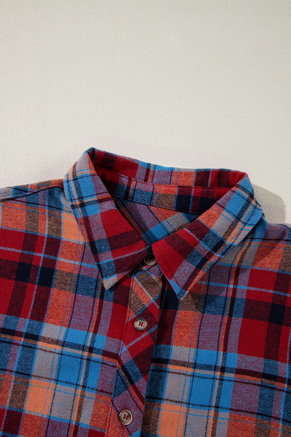 Red Plaid Print Loose Vintage Shirt - Image 6