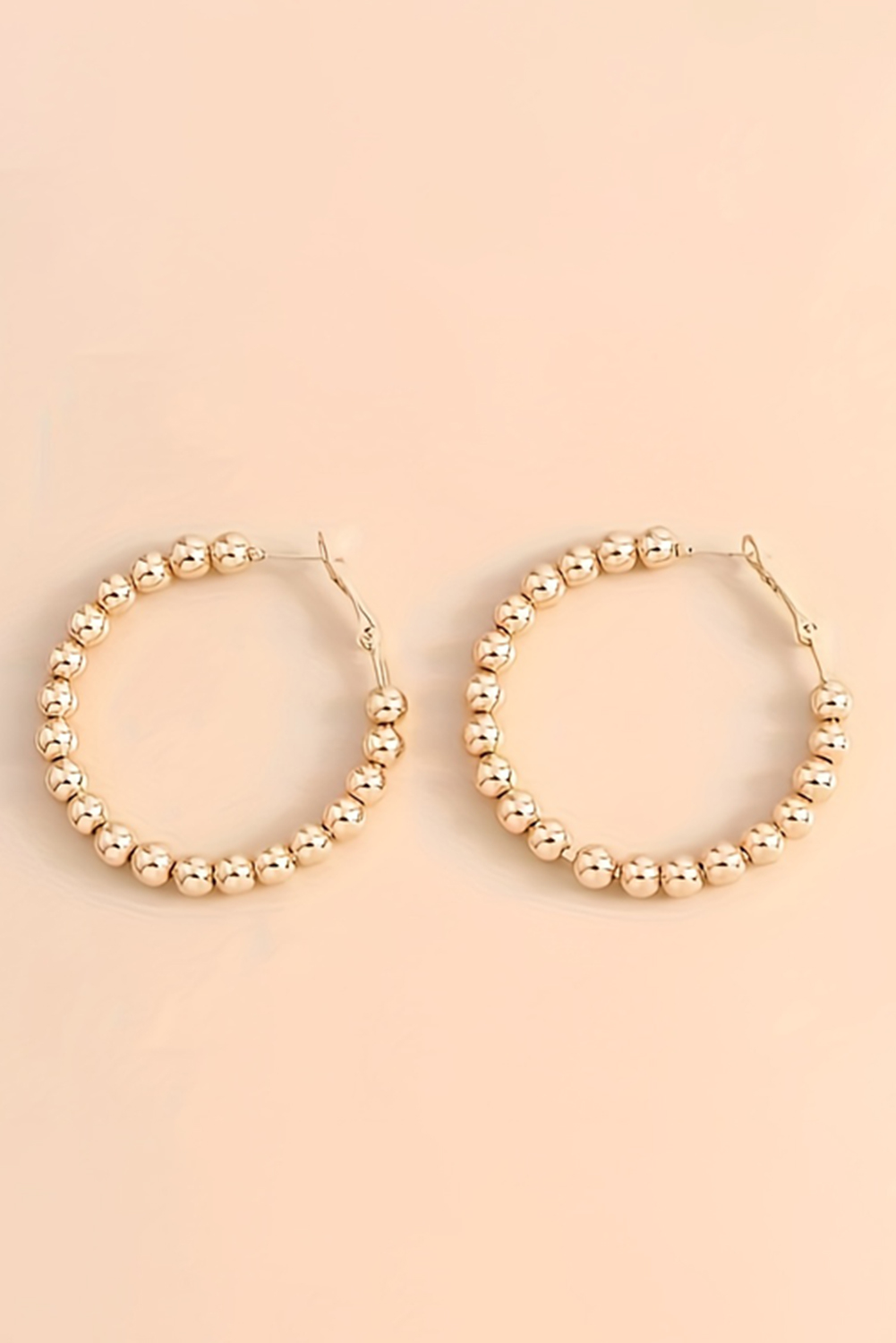 Gold Plated Beads Alloy Hoop Earrings - Image 4