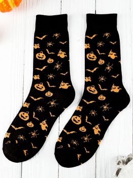 Black Spooky Season Halloween Element Print Socks