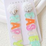 Pink Colorful HAPPY EASTER Drop Earrings