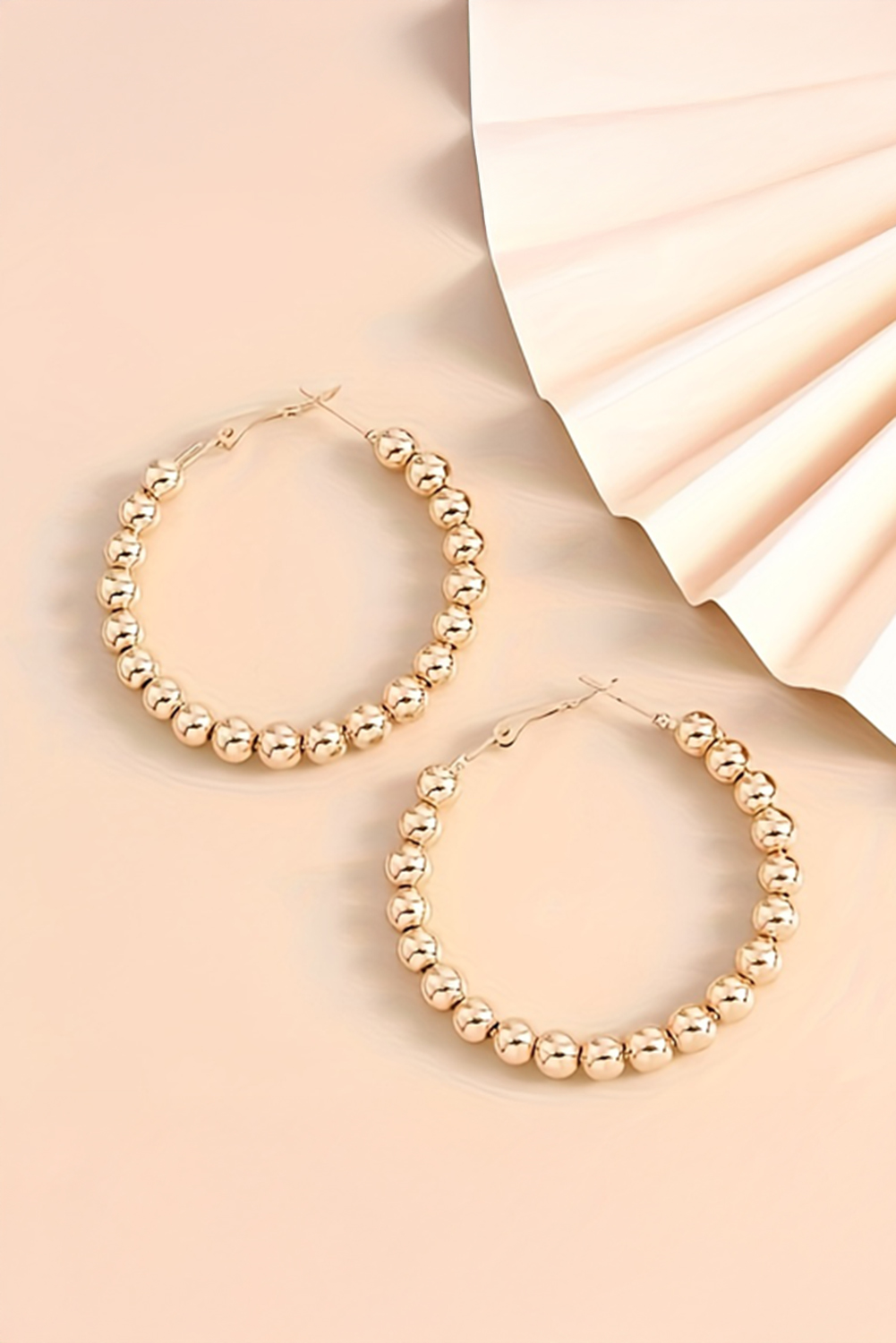 Gold Plated Beads Alloy Hoop Earrings - Image 2