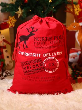 Fiery Red Christmas Drawstring Large Gift Bag 50*66cm