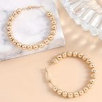 Gold Plated Beads Alloy Hoop Earrings