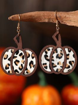 Multicolour Animal Print Pumpkin Shape Drop Earrings