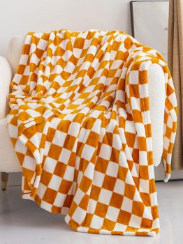 Yellow Checkerboard Printed Soft Throw Blanket 120*200cm