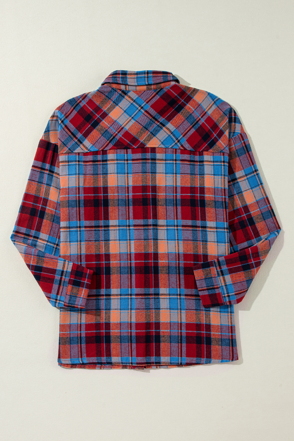 Red Plaid Print Loose Vintage Shirt - Image 4