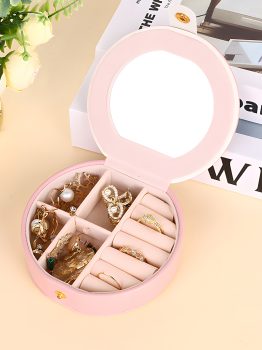 Light Pink Jewelry Organizer Cases with Mirror