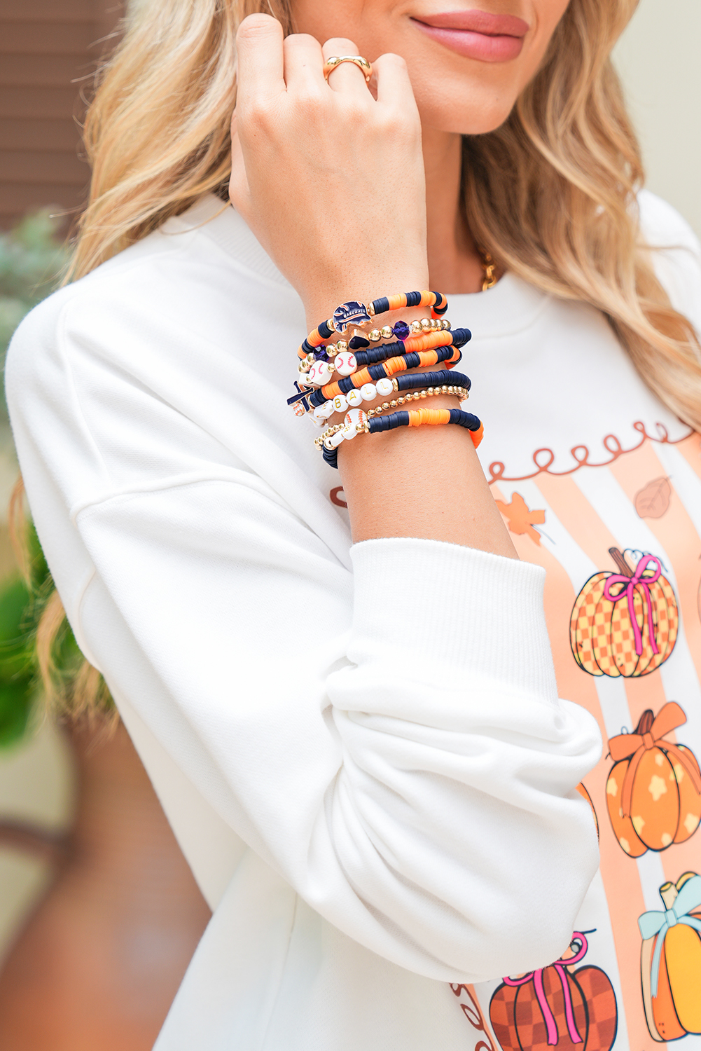 Russet Orange 7pcs Game Day Football Stackable Bracelet Set - Image 5