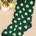 Dark Green St Patricks Clover Print Tube Socks