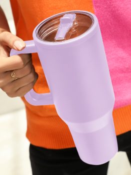 Orchid Petal Frosted Stainless Handle Large Vacuum Cup with Straw 40oz