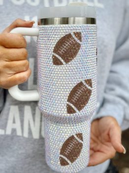 White Game Day Rugby Football 40oz Tumbler