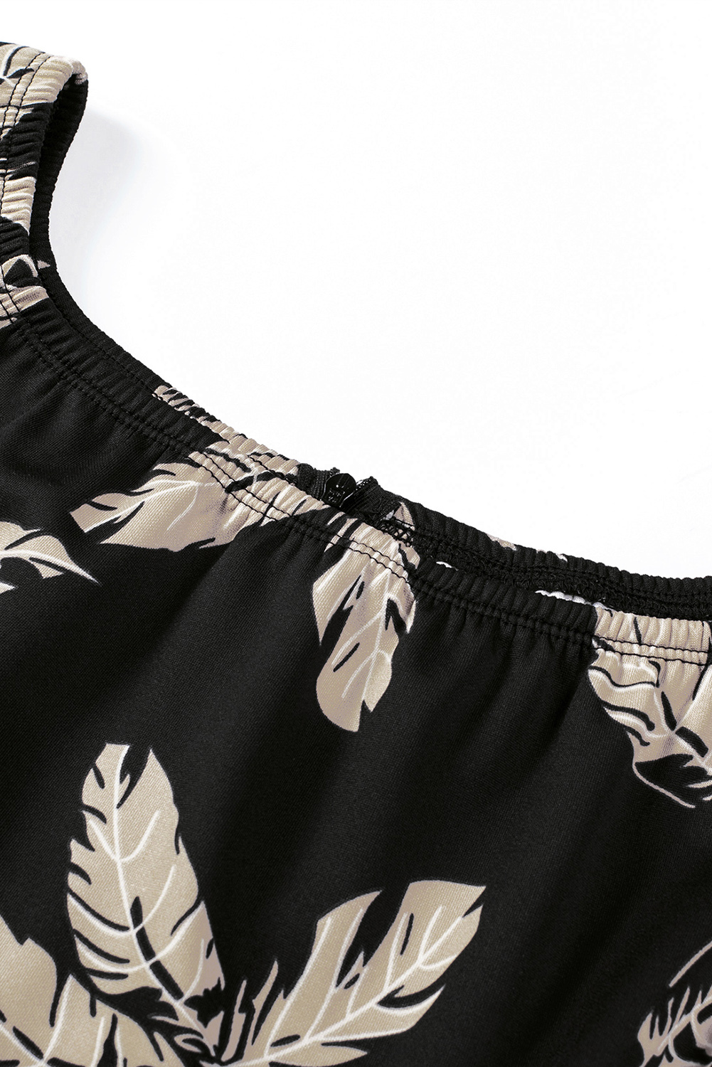 Black Pattern Print Off Shoulder Slit Bodycon Midi Dress - Image 8