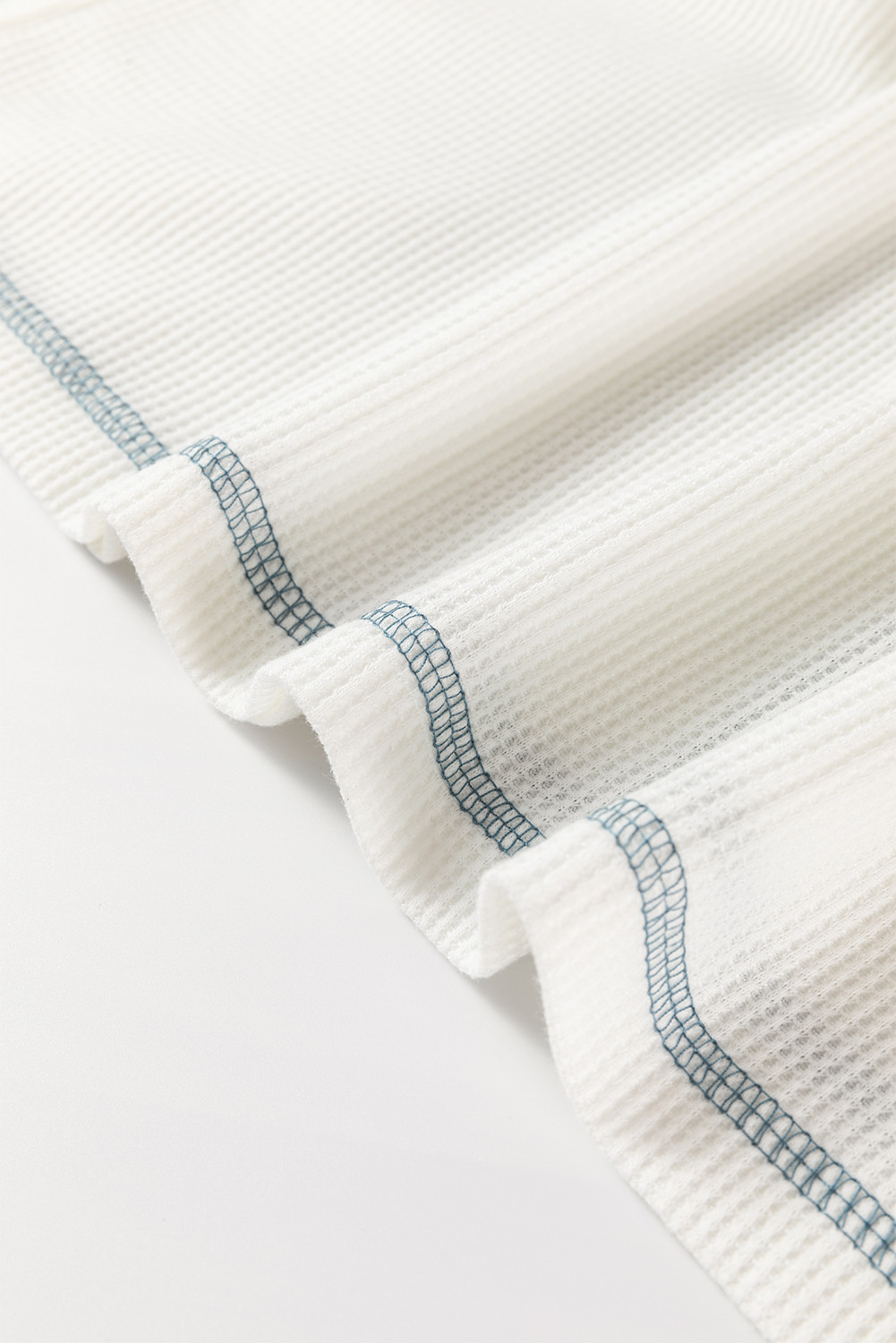 White Floral Patchwork Waffle Knit Raglan Top - Image 8