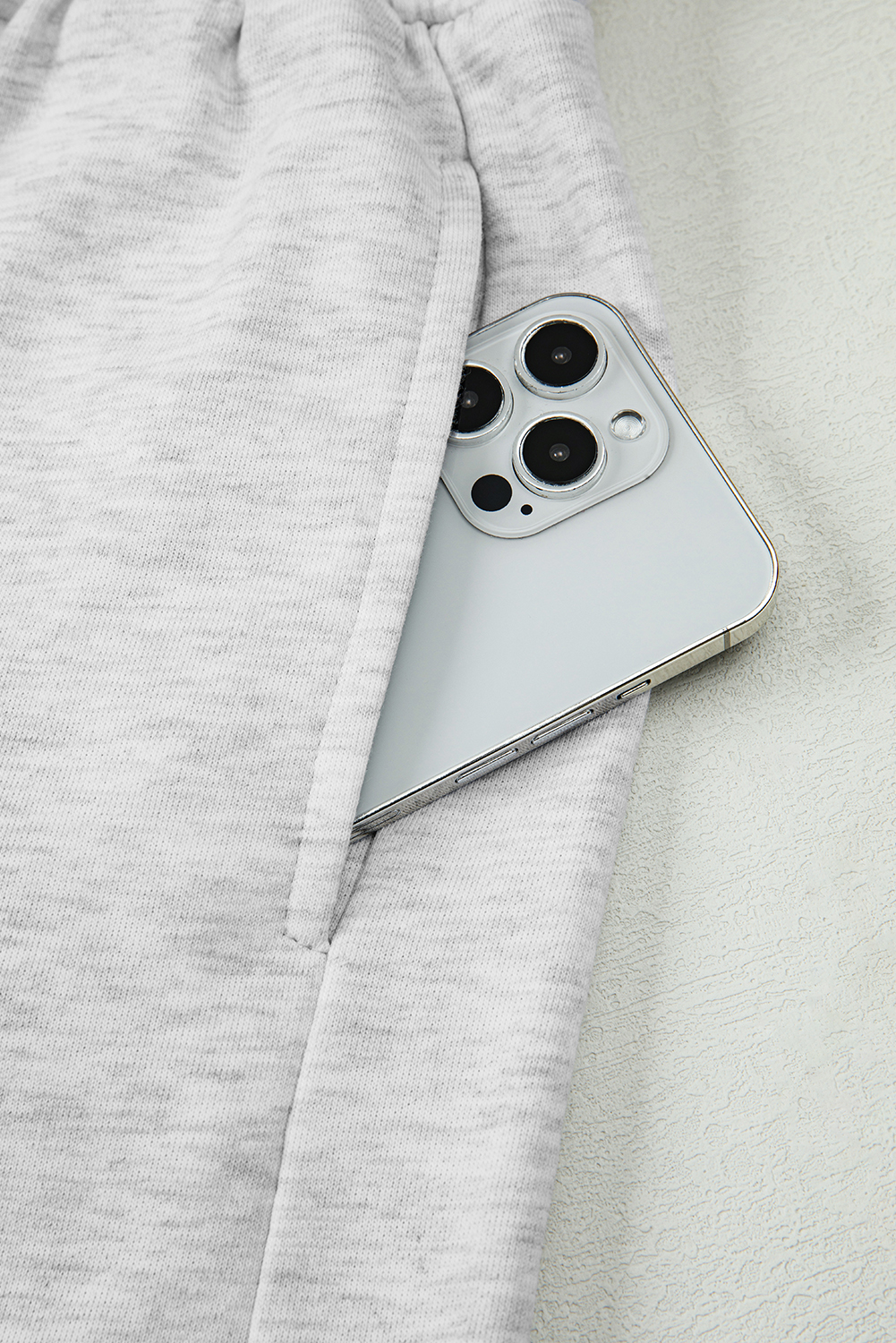 Light Grey Girly Bow Embroidered Detail Puff Sleeve Pullover 2pcs Short Set - Image 6