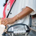 Black Rugby Football Contrast Trim Fringe PVC Clear Shoulder Bag