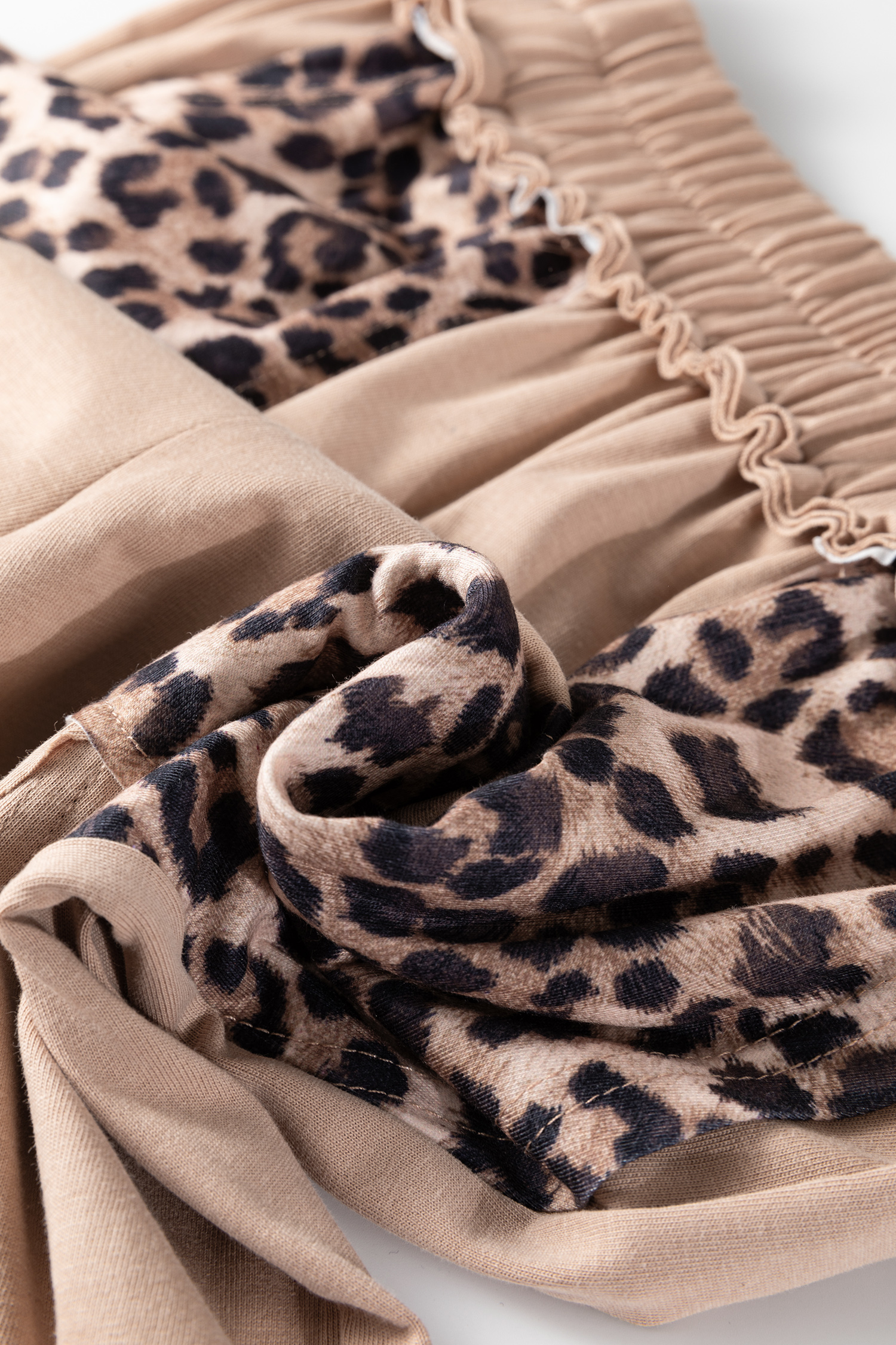 Straw Yellow Mineral Wash Leopard Patchwork Wide Leg Pants - Image 8