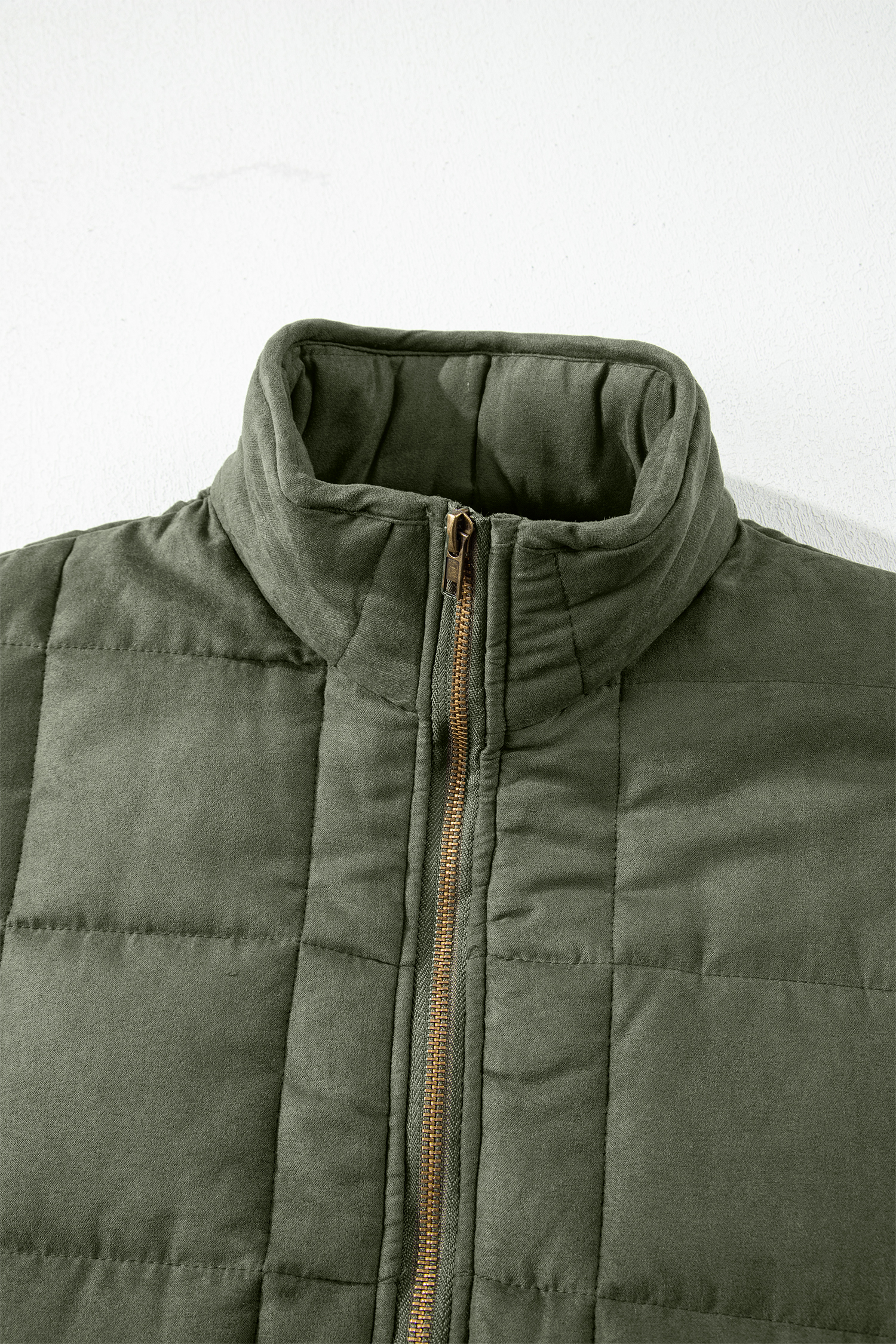 Green Zip-Up Pocket Quilted Jacket - Image 7