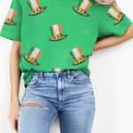 Bright Green Sequin St Patricks Day Hat Relaxed T Shirt