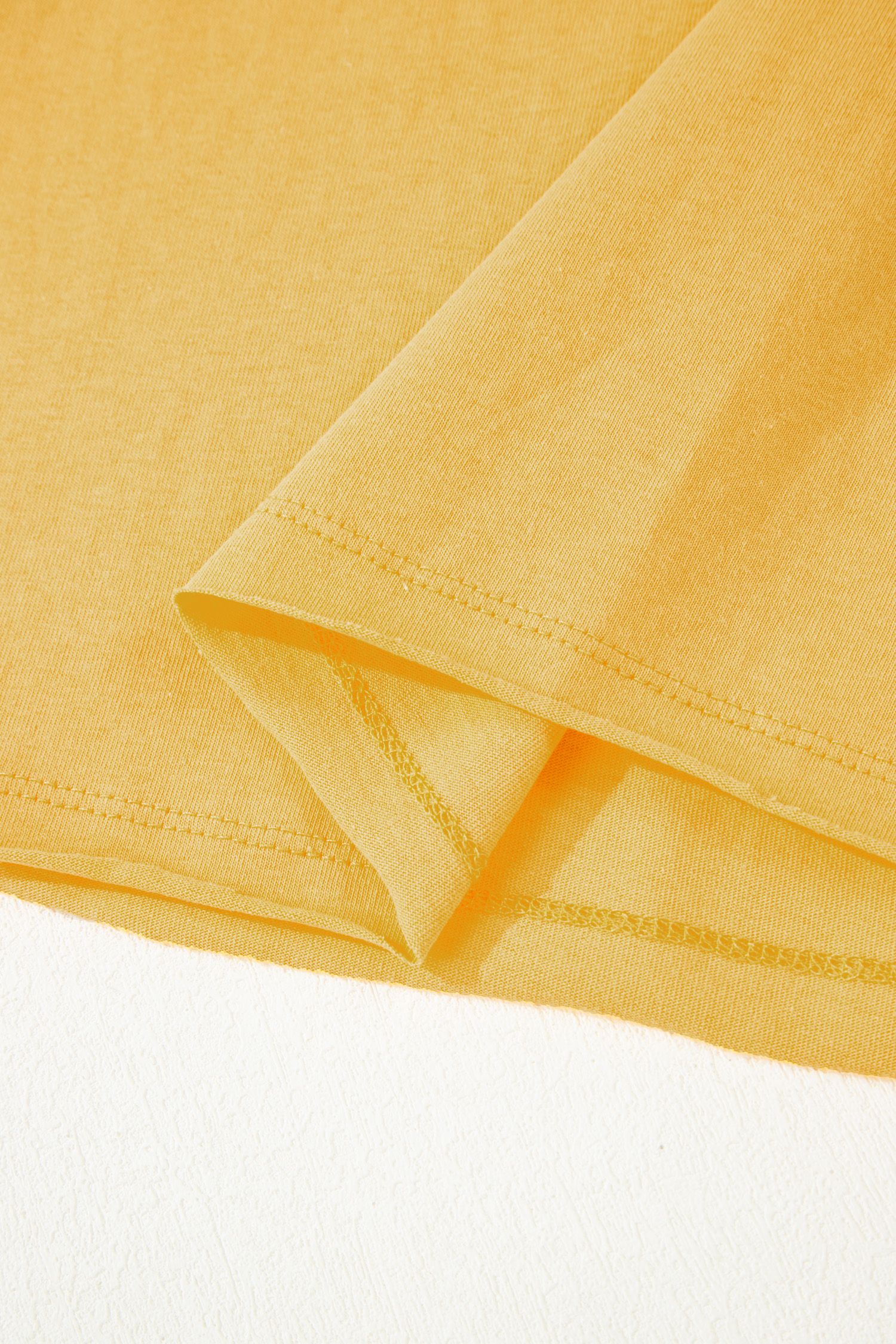 Banana Cream Contrast Trim Raw Hemline Short Sleeve Loose Top - Image 8