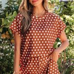 Brown Polka Dot Print Short Set