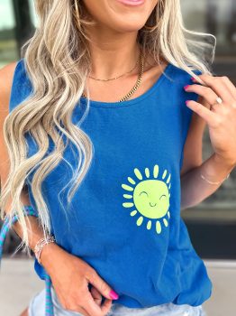Blue Sun Graphic Casual Tank Top