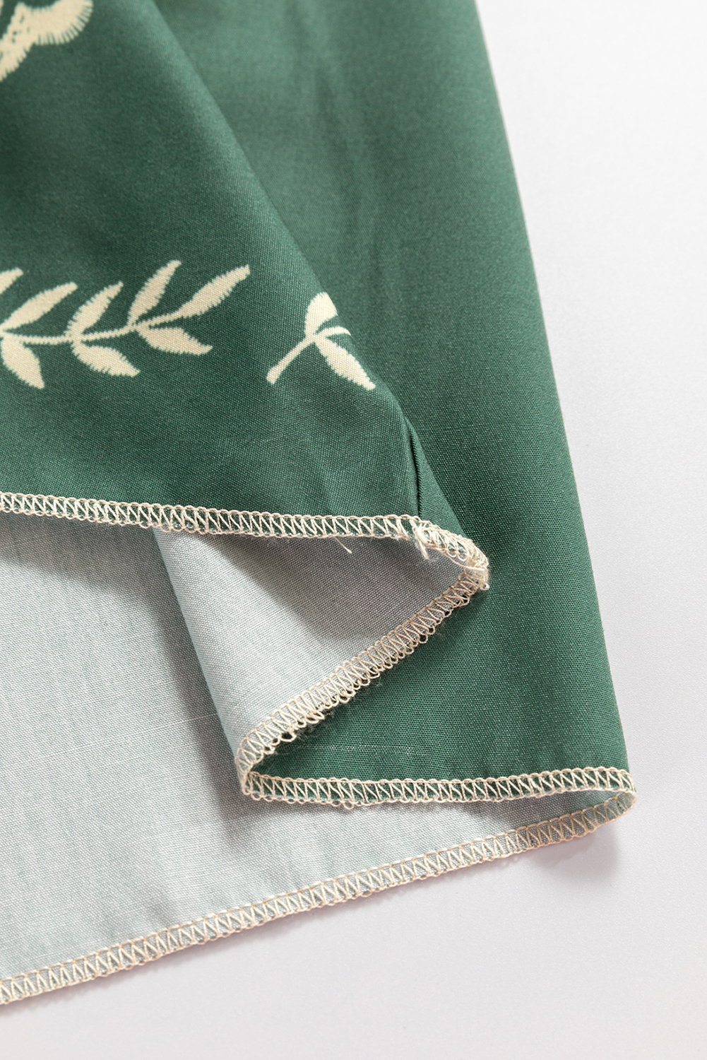 Mist Green Tie Neck Boho Floral Pattern Puff Sleeve Shift Dress - Image 8