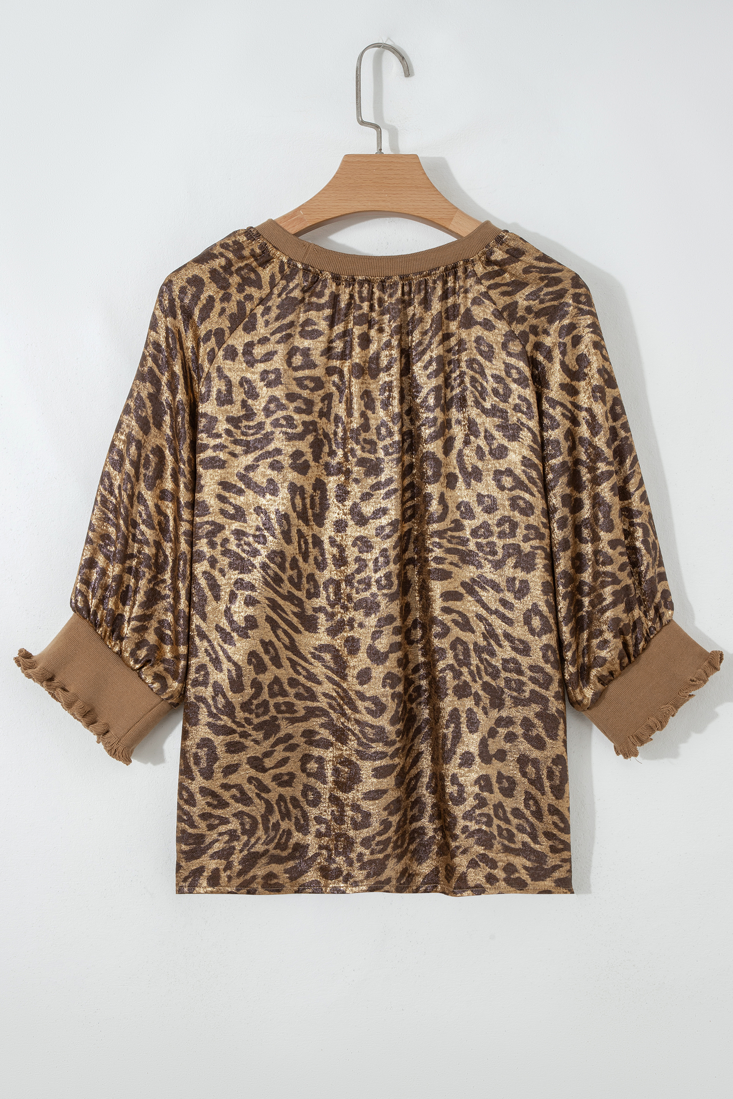Gold Half Sleeve Metallic Leopard Print Blouse - Image 8