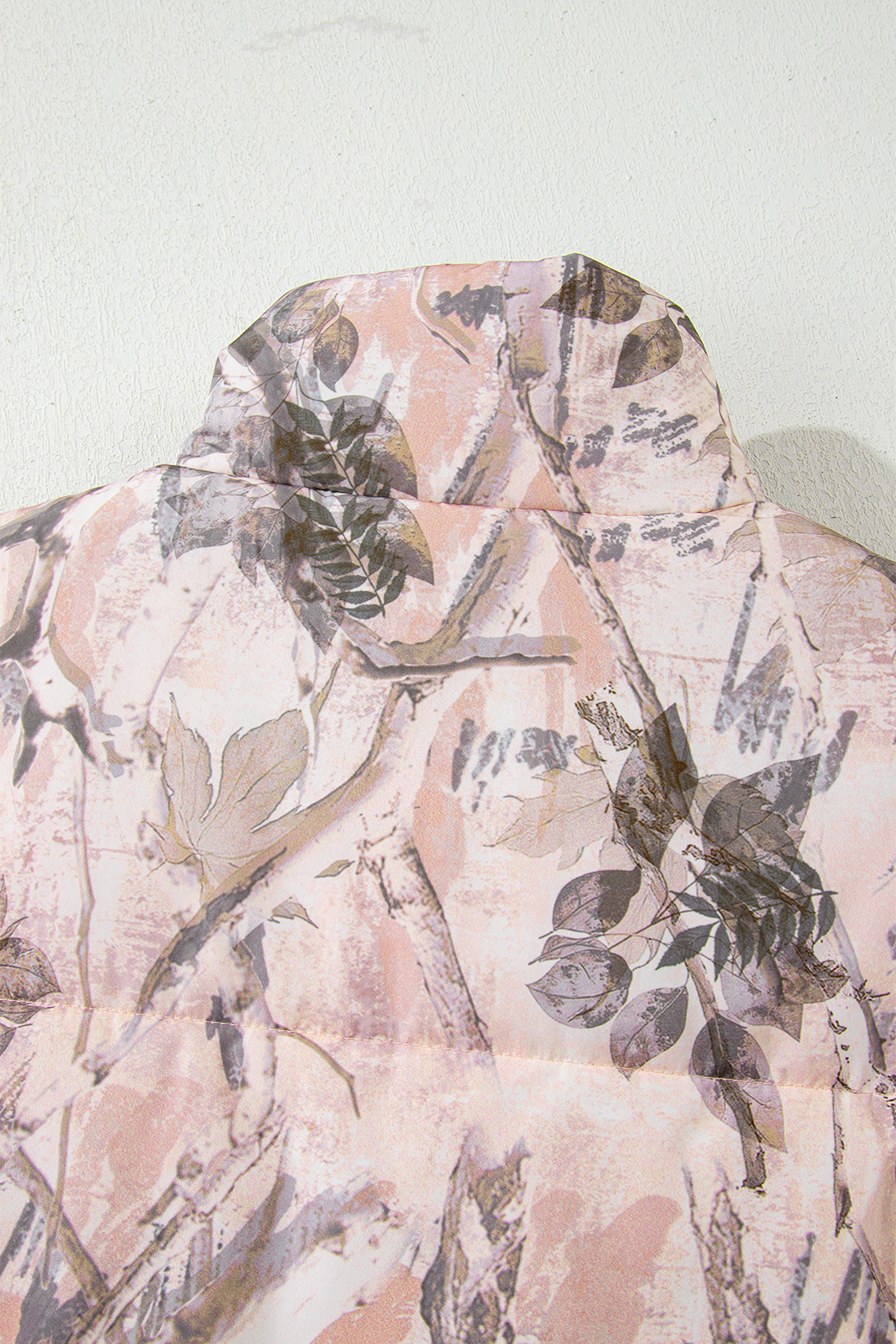 Brown Camo Leaf Print Winter Puffer Vest - Image 6