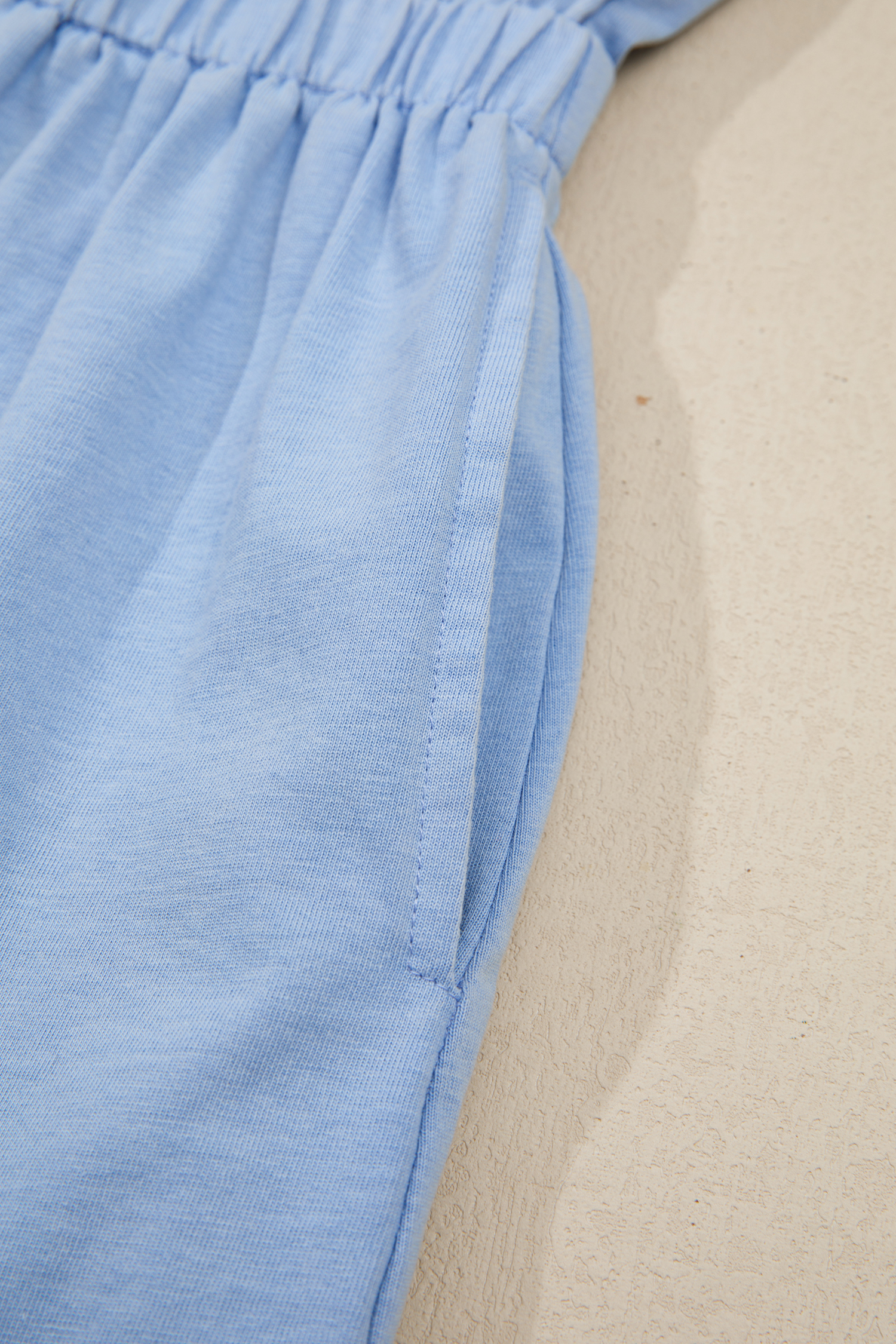 Sky Blue Mineral Wash Elastic Waist Tank Dress with Side Pockets - Image 7