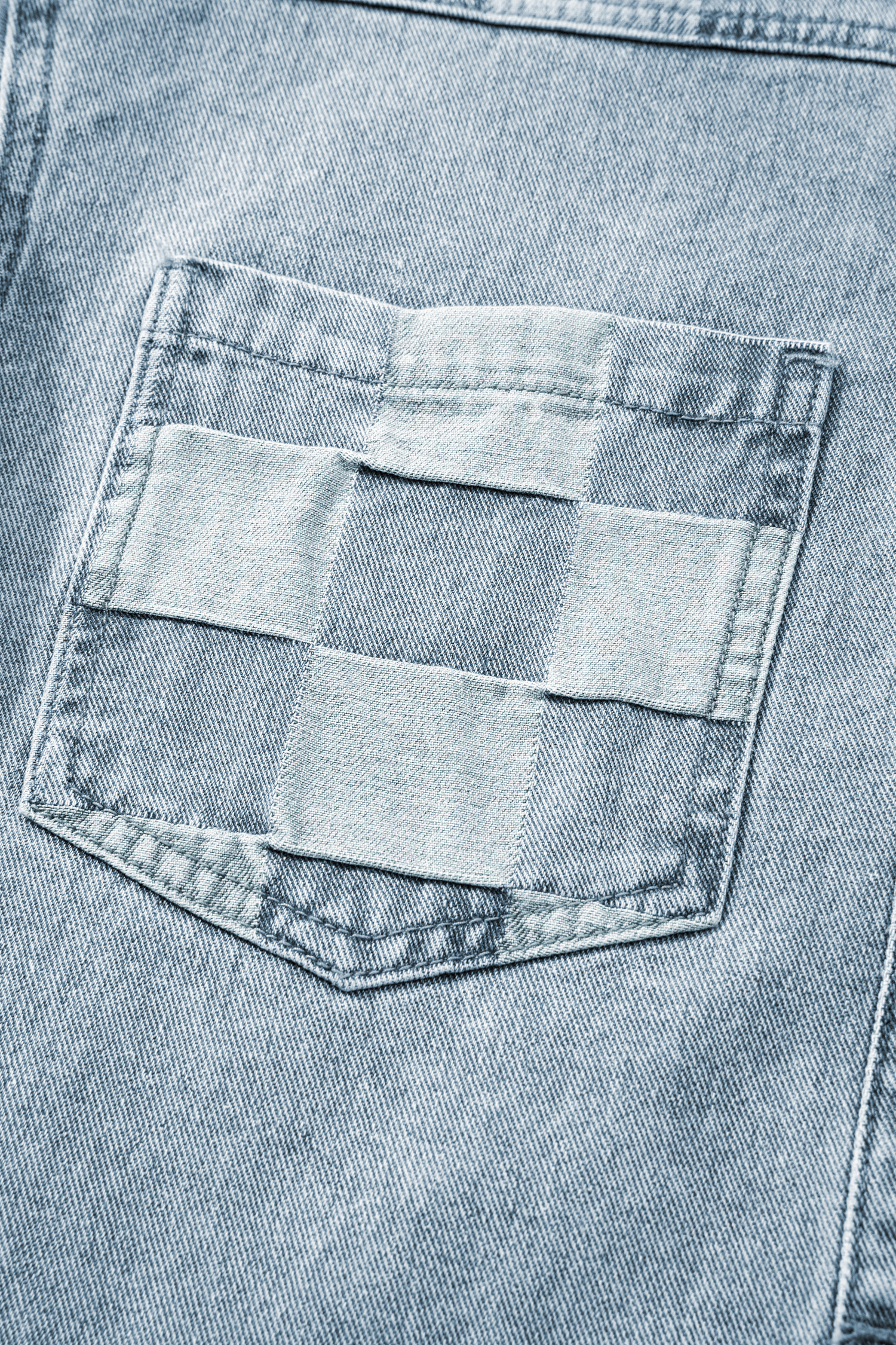 Beau Blue Denim Checkered Pattern Patchwork Womens Casual Jacket - Image 8