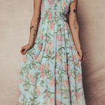 Yellow Smocked Bodice Ruffled Sleeveless Tiered Floral Maxi Dress