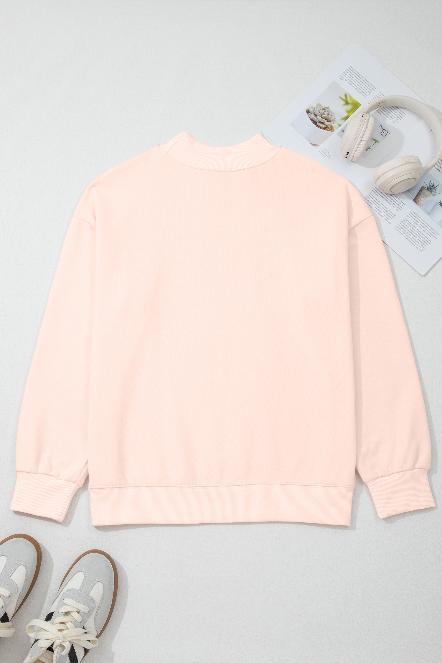 Apricot Pink AMEN Floral Bow Printed Mock Neck Sweatshirt - Image 5