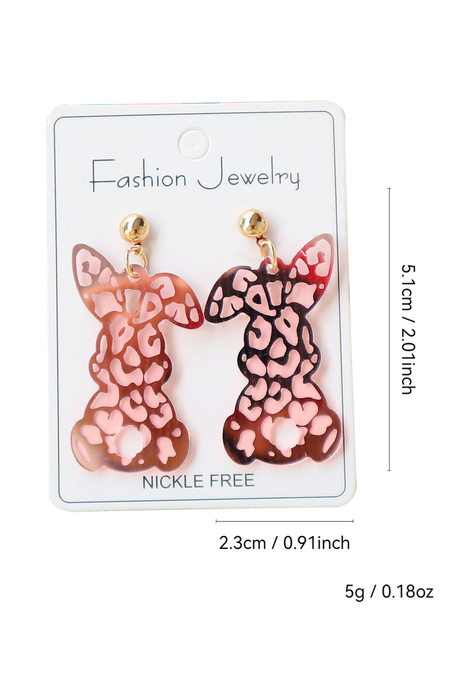 Pink Leopard Bunny Acrylic Earrings - Image 5