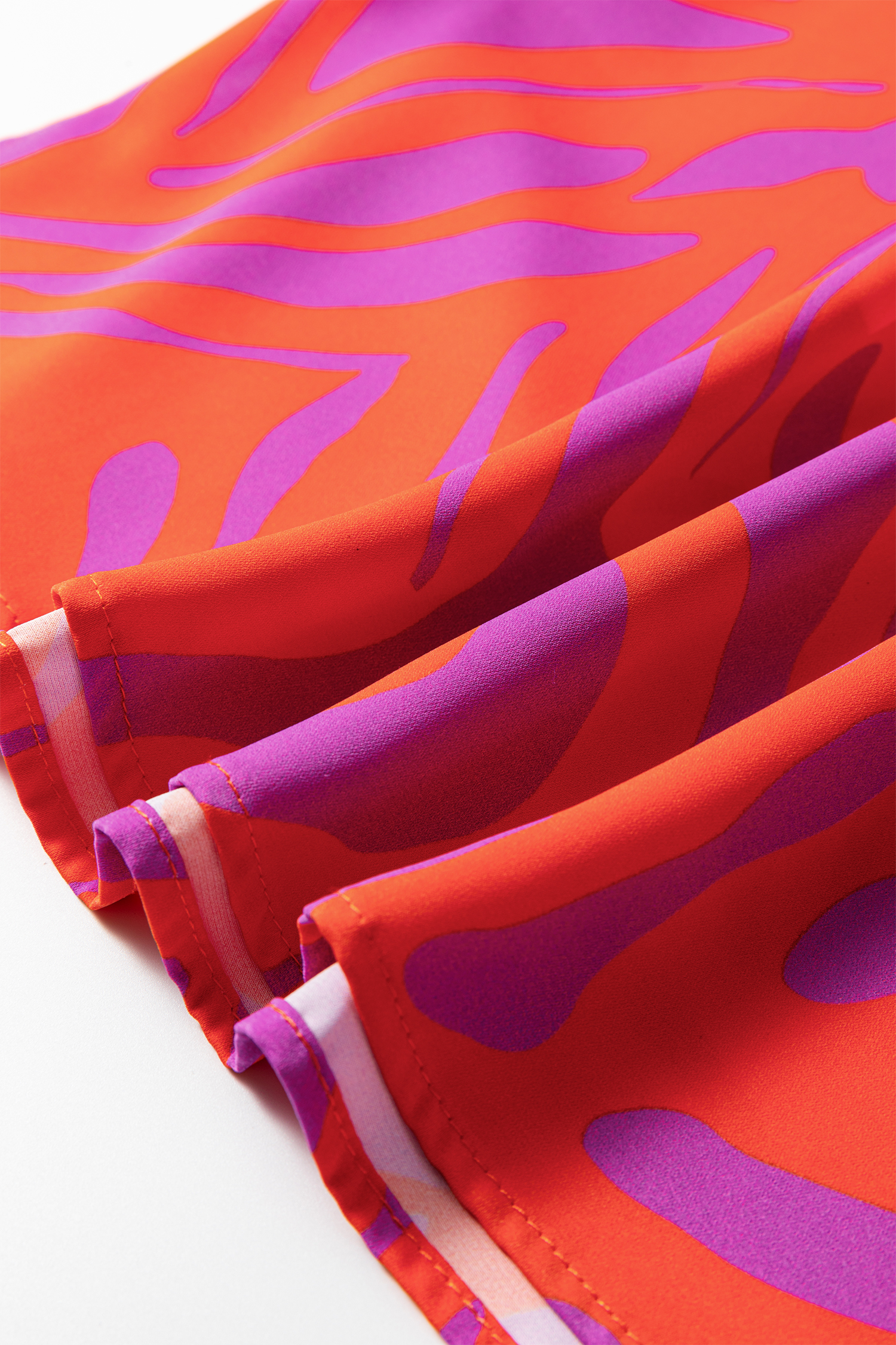 Multicolour Abstract Print V Neck Cuffed Short Sleeve Shift Slit Blouse - Image 5