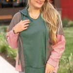 Breen Plus Size Colorblock Patchwork V Neck Hoodie
