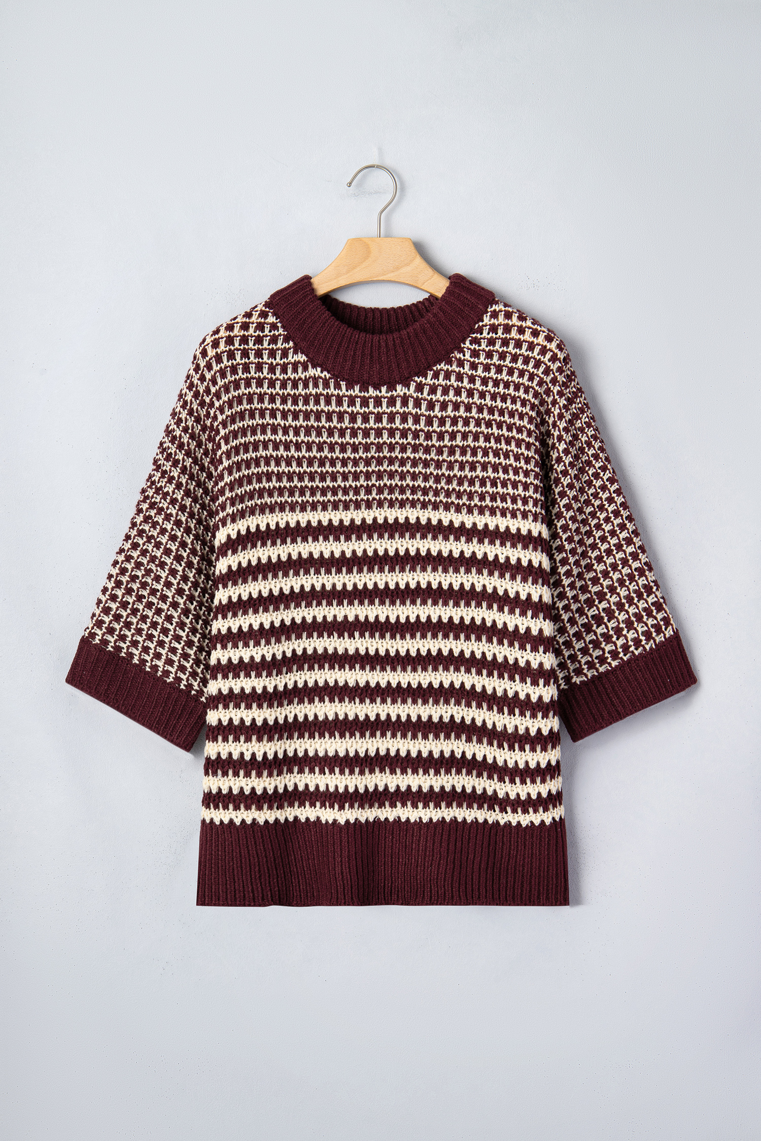 Red 3/4 Draped Sleeve Slouchy Sweater - Image 7