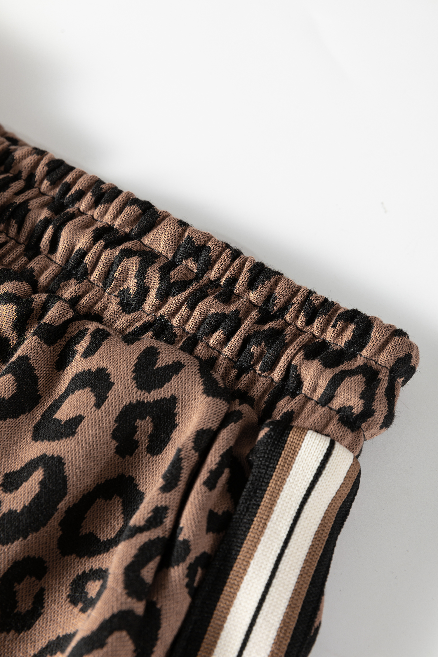 Khaki Leopard Print Quarter Zip Long Sleeve Top Mini Skirt Set - Image 7