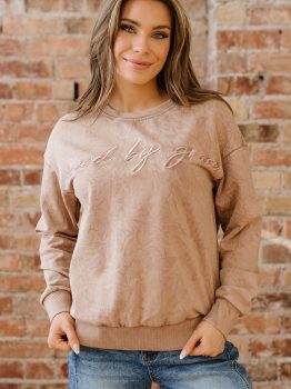 DUNE saved by grace Letter Embroidery Mineral Wash Loose Sweatshirt