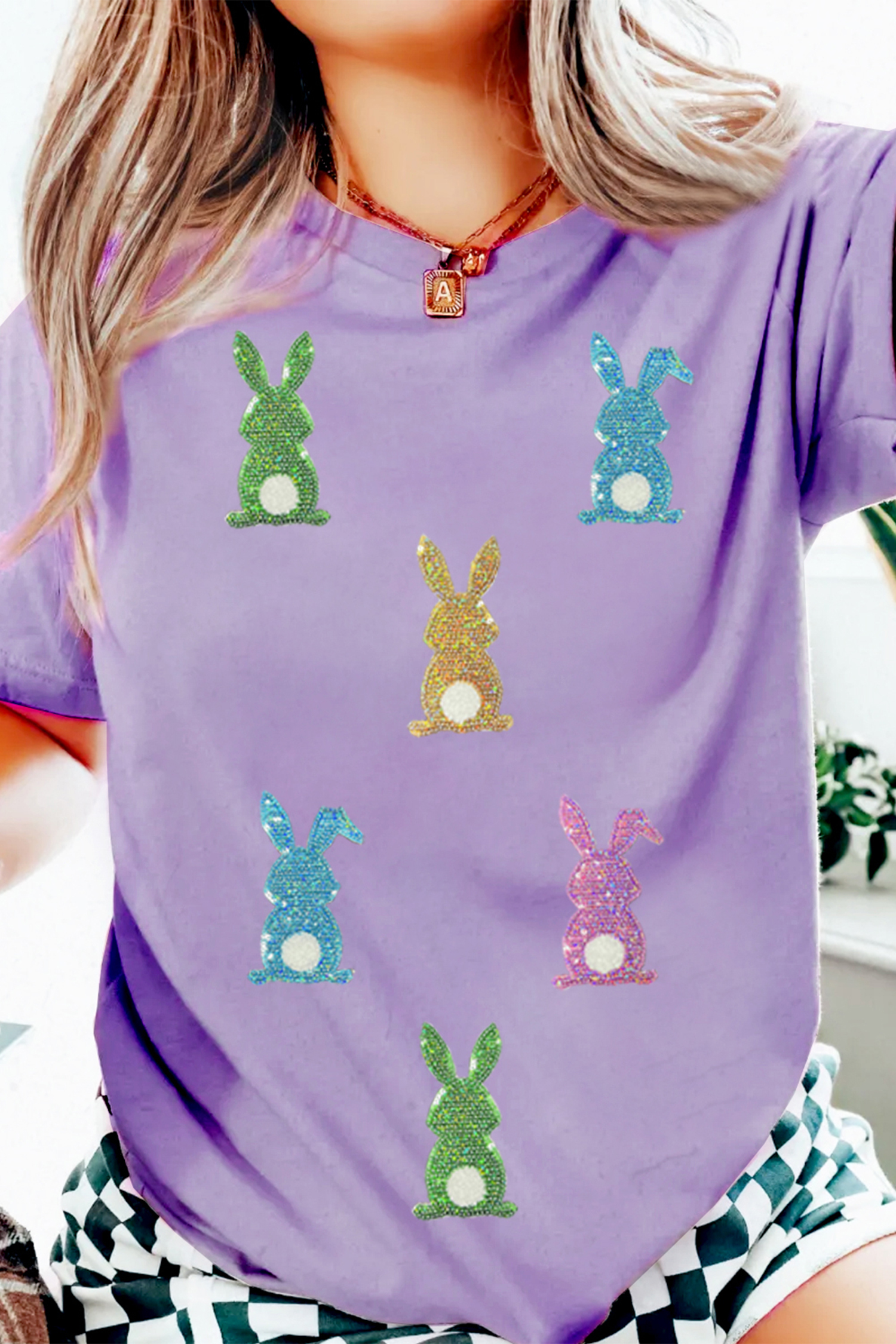 Wisteria Sequin Easter Bunny Patched Tee - Image 4