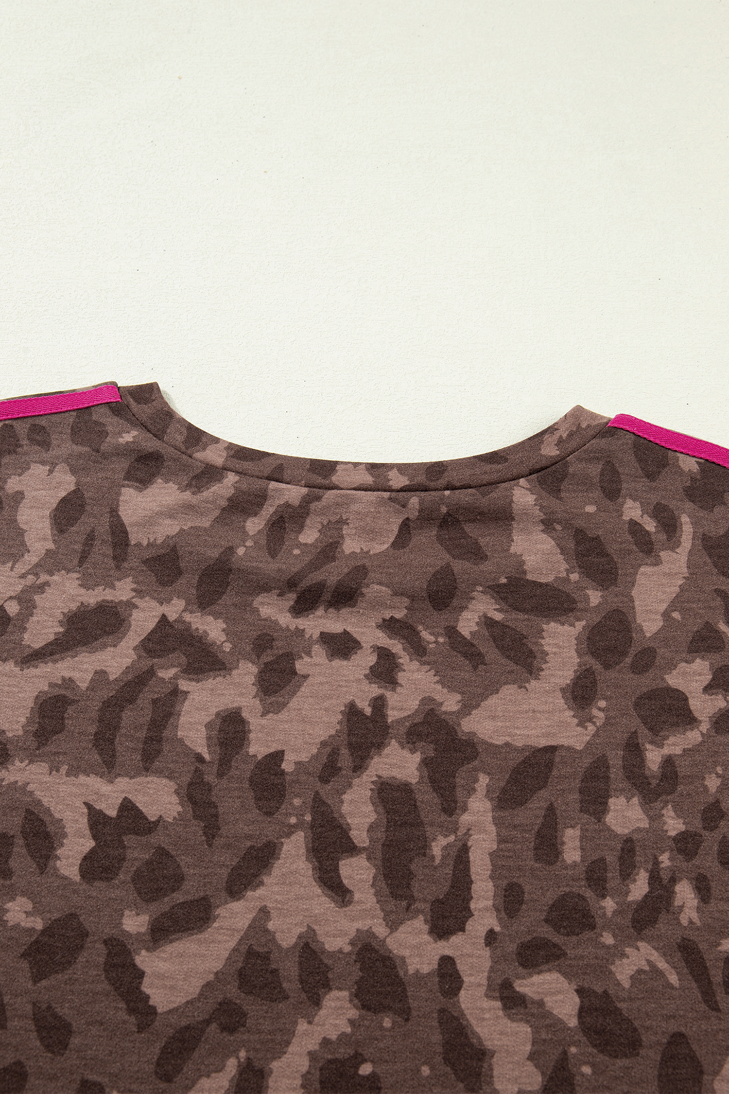 Brown Retro Leopard Print Contrast Varsity Stripe Trim Plus Size 2pcs Short Set - Image 7