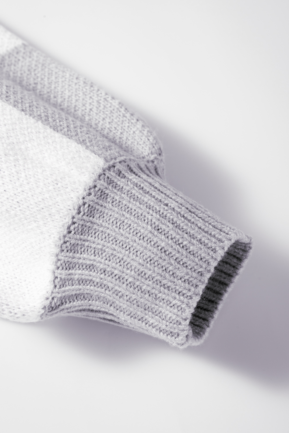 Gray Checkered Bishop Sleeve Sweater - Image 7