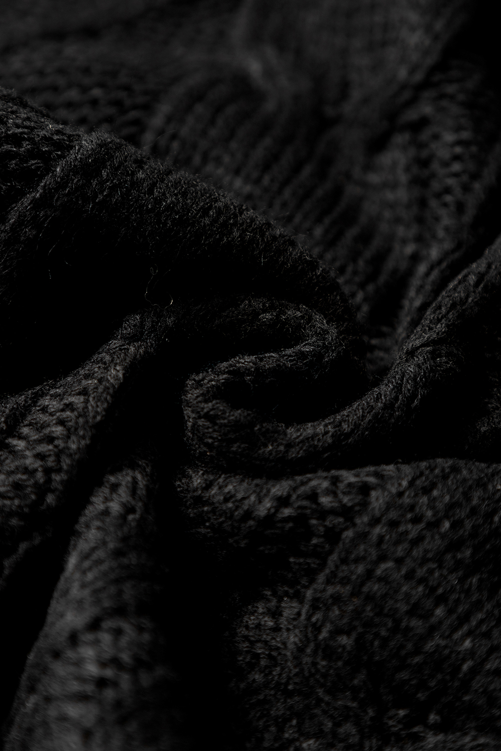 Black Cable Knit Colorblock Satin Bowknot Short Sleeve Sweater - Image 6