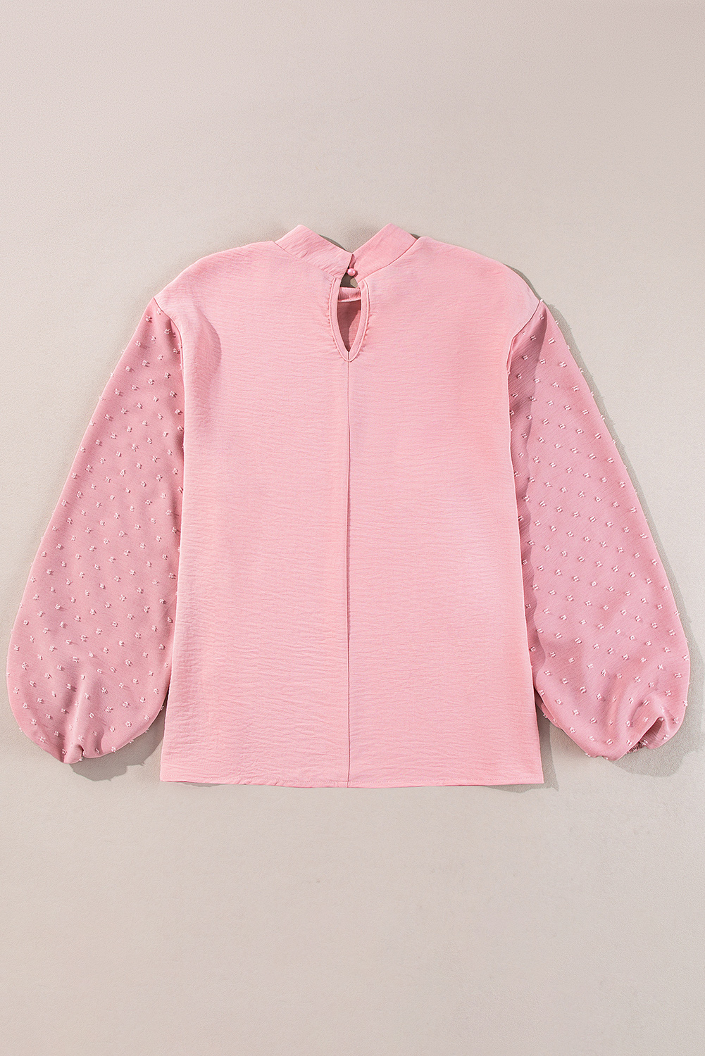 Gossamer Pink Swiss Dot Balloon Sleeve Loose Blouse - Image 5