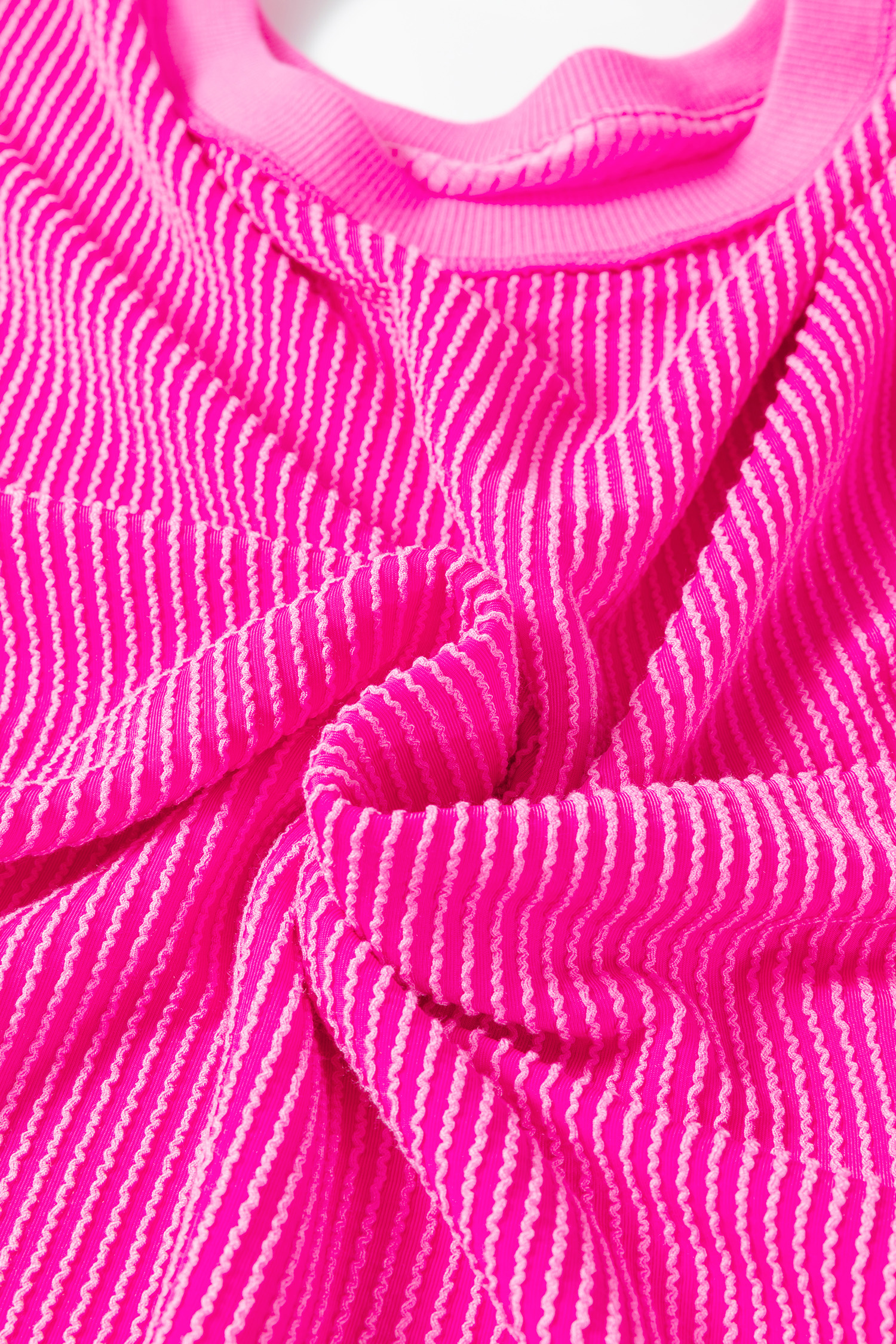 Rose Red Drop Shoulder Uneven Hem Plus Size Twisted Rib Top - Image 7