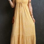 Yellow Frilly Smocked High Waist Floral Maxi Dress
