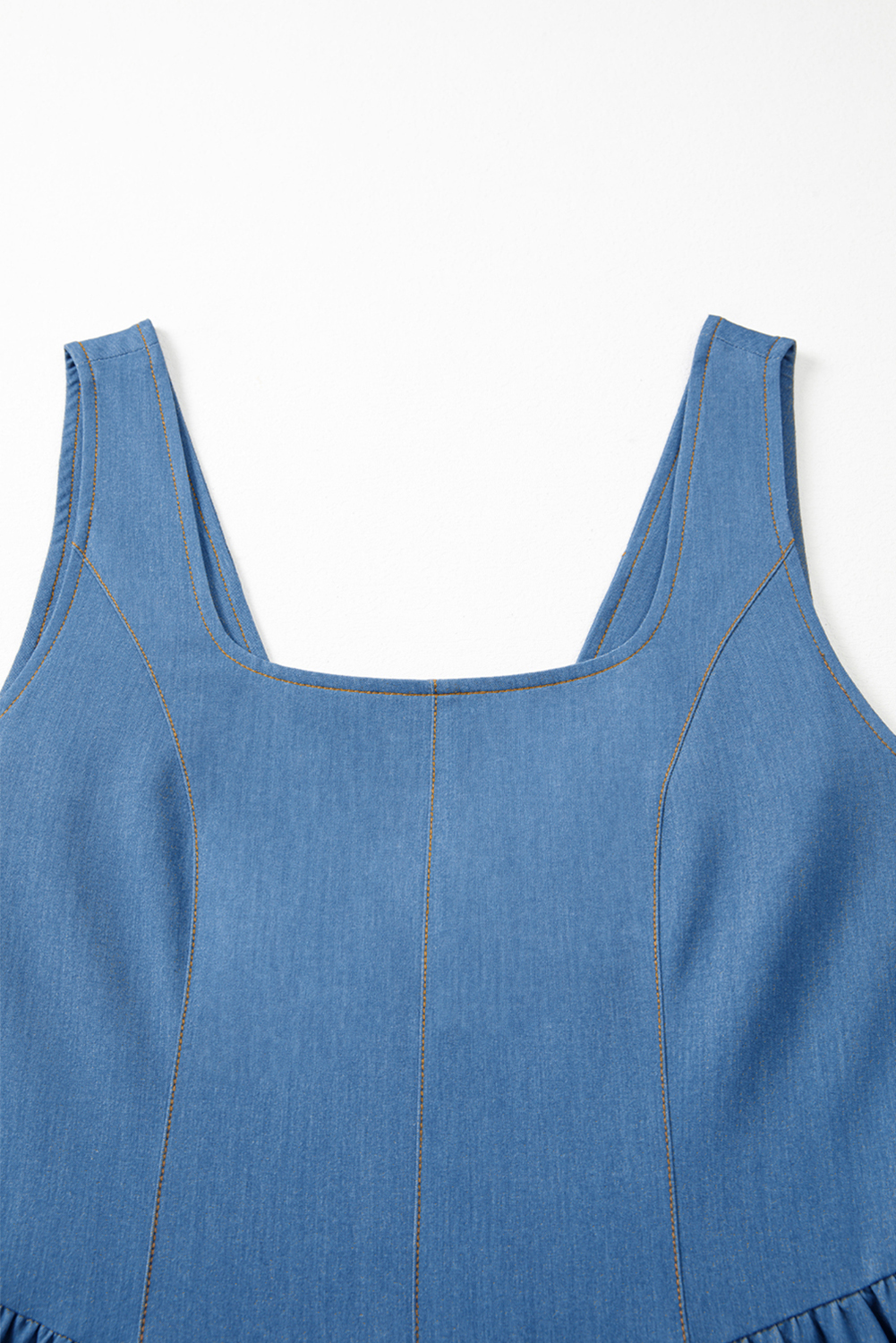 Myosotis Square Neck Pleated Waist V Cut Backless Tied Fit and Flare Dress - Image 5