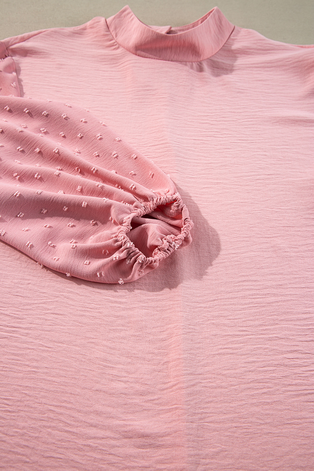 Gossamer Pink Swiss Dot Balloon Sleeve Loose Blouse - Image 7