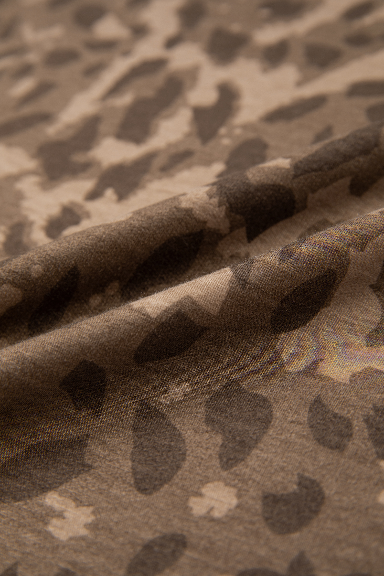 Brown Loose Contrast Striped Accent Leopard T Shirt Mini Dress with Pockets - Image 8